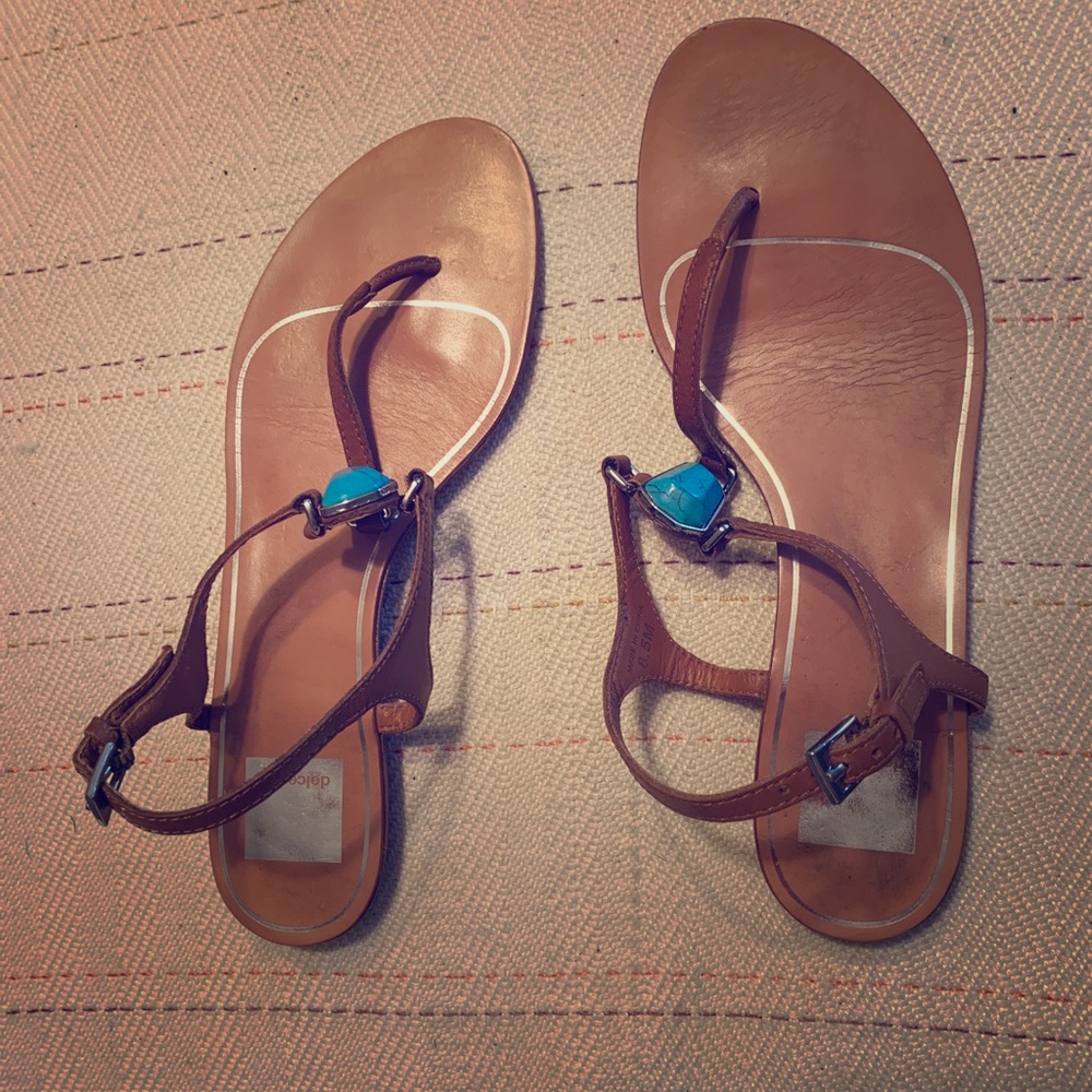 Dolce Vita Sandals tan with turquoise gem 8.5